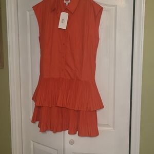 Current Air Sleeveless Tiered Mini Dress in Bright Orange